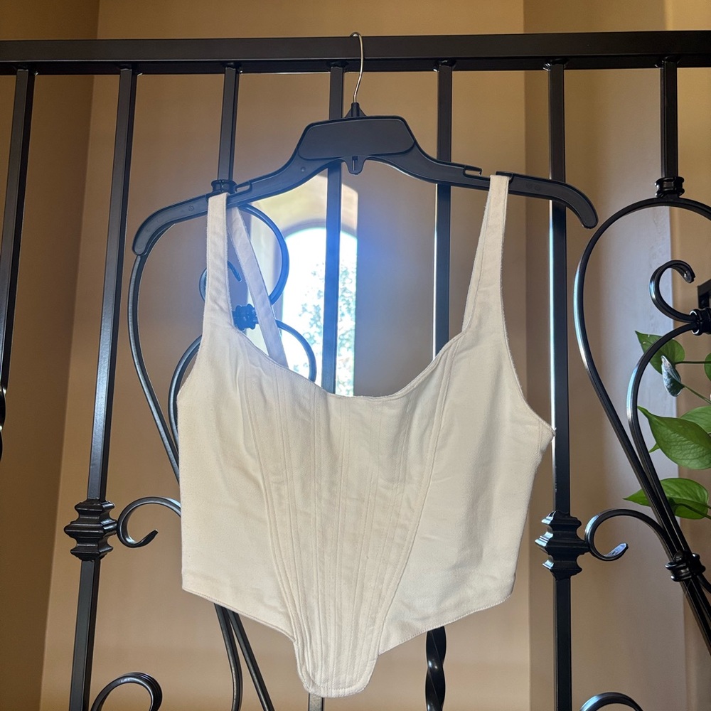 Zara White Fitted Bustier Bodysuit